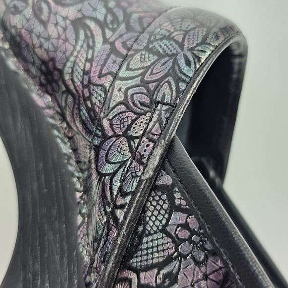 Dansko Black Iridescent Floral Embossed Leather Clogs EU 40 US 9.5-10 - Picture 8 of 8